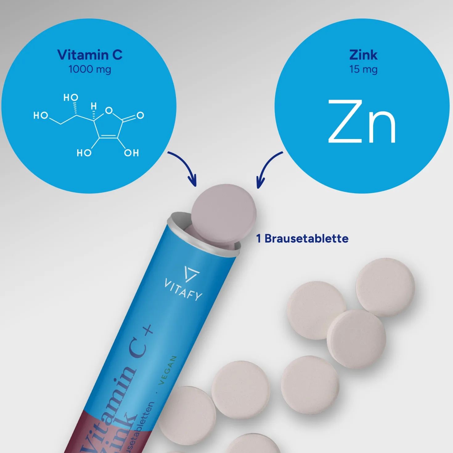 Vitamin C + Zink - Cassis (20 Brausetabletten) - 6er Pack