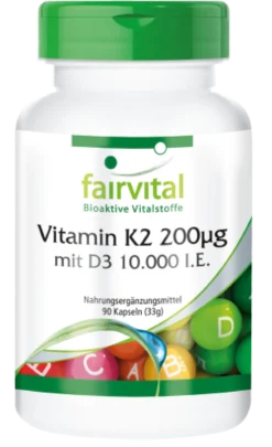 Vitamin K2 200µg mit D3 10000 I.E. (90 Kapseln)