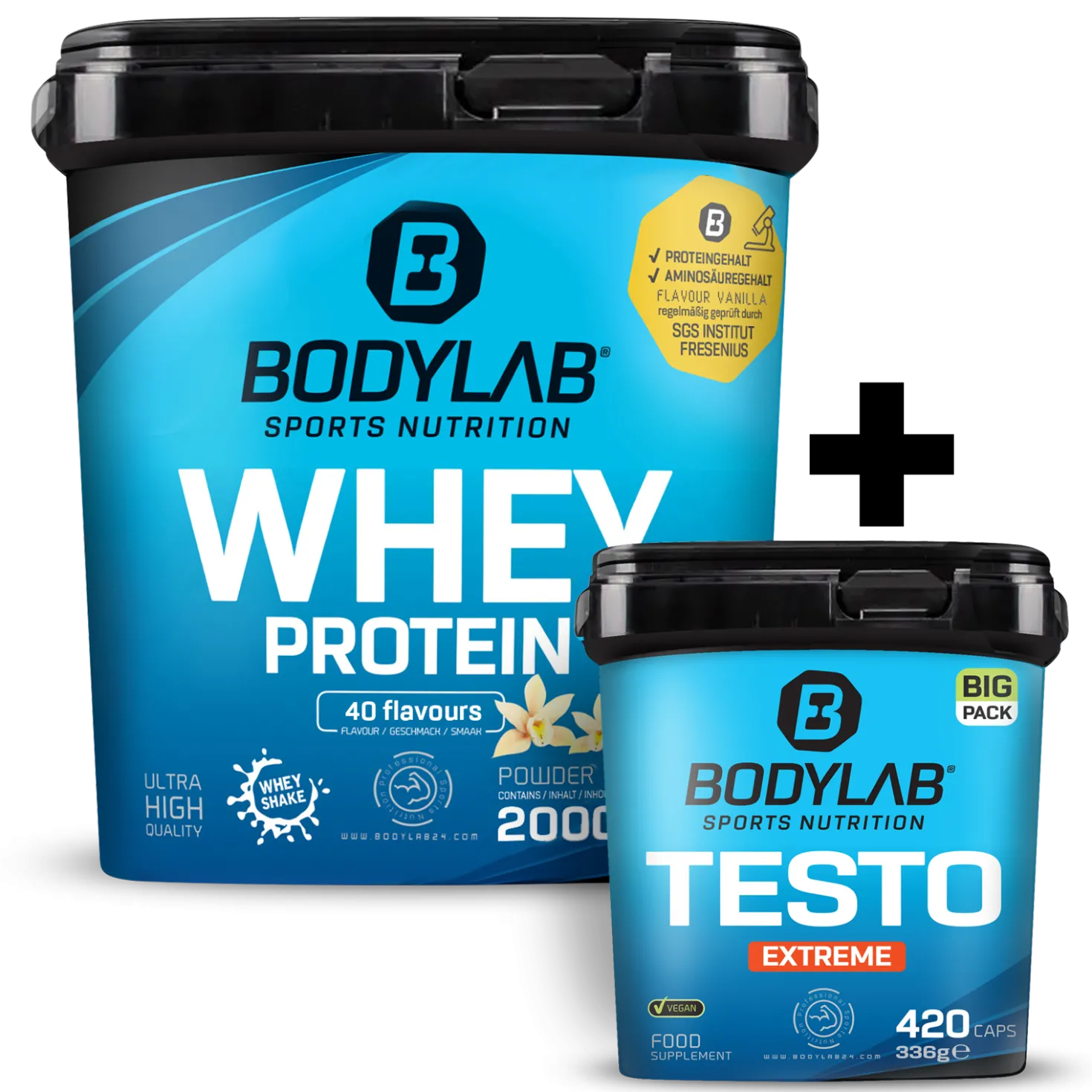 Whey + BIG PACK Testo Extreme 2.0 (420 Kapseln)