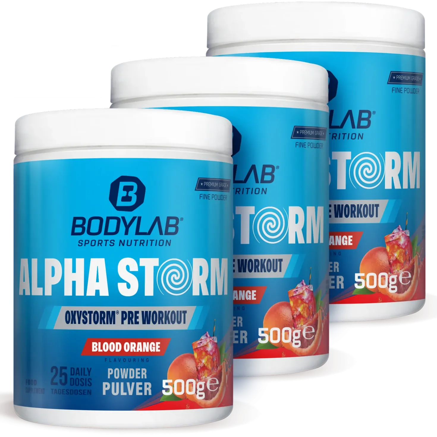 3 x Alpha Storm - OXYSTORM® Pre Workout Blood Orange (je 500g)