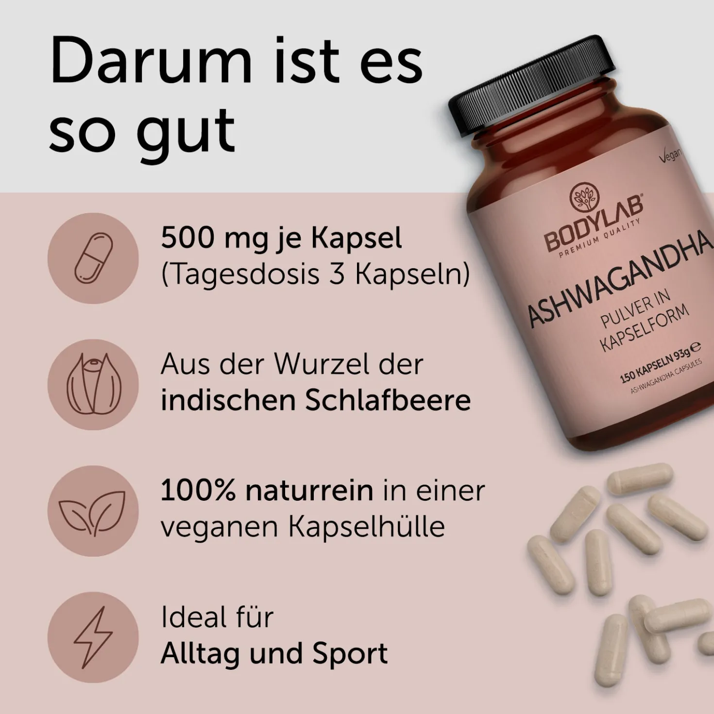 2 x Ashwagandha Pulver in Kapselform (2 x 150 Kapseln)