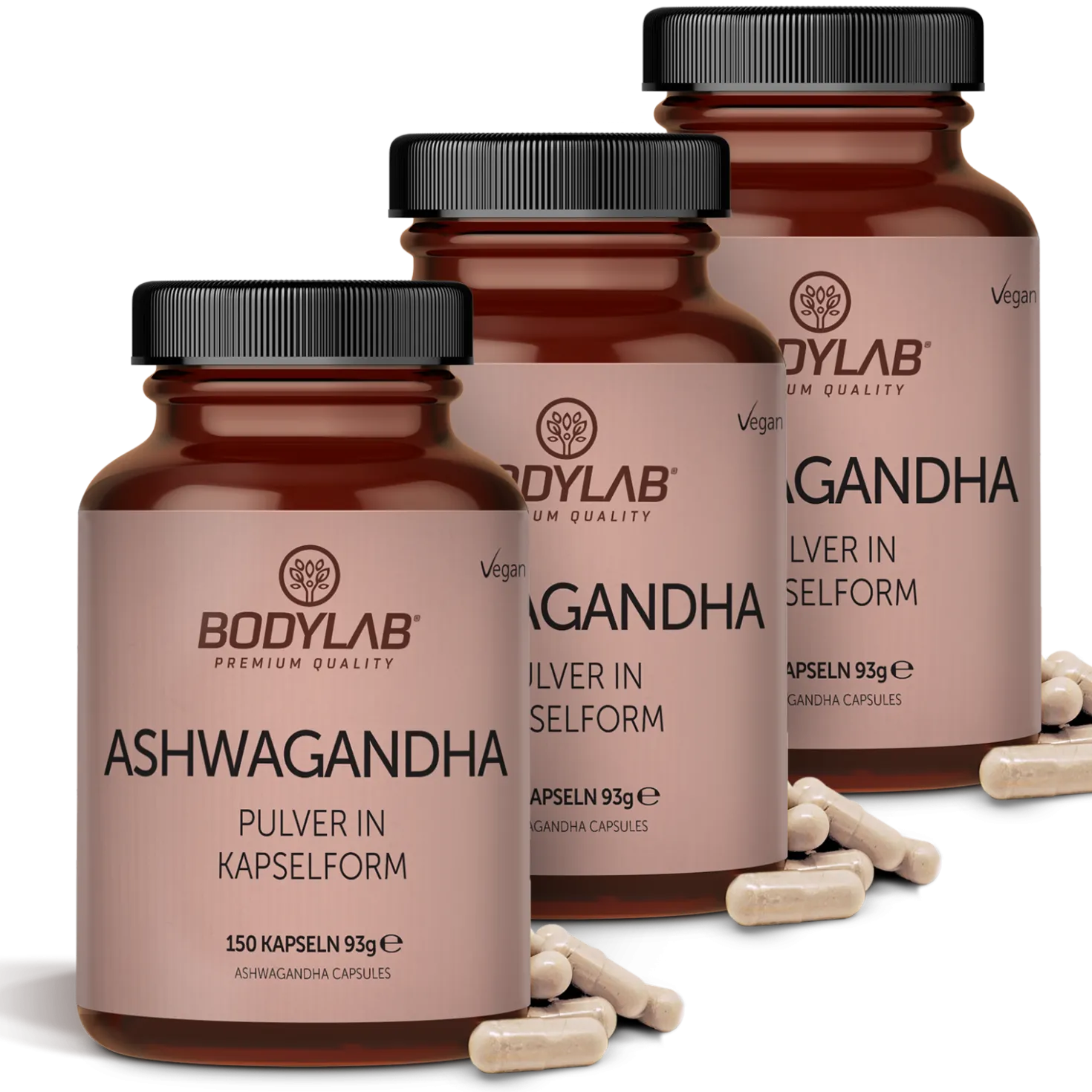 3 x Ashwagandha Pulver in Kapselform (3 x 150 Kapseln)