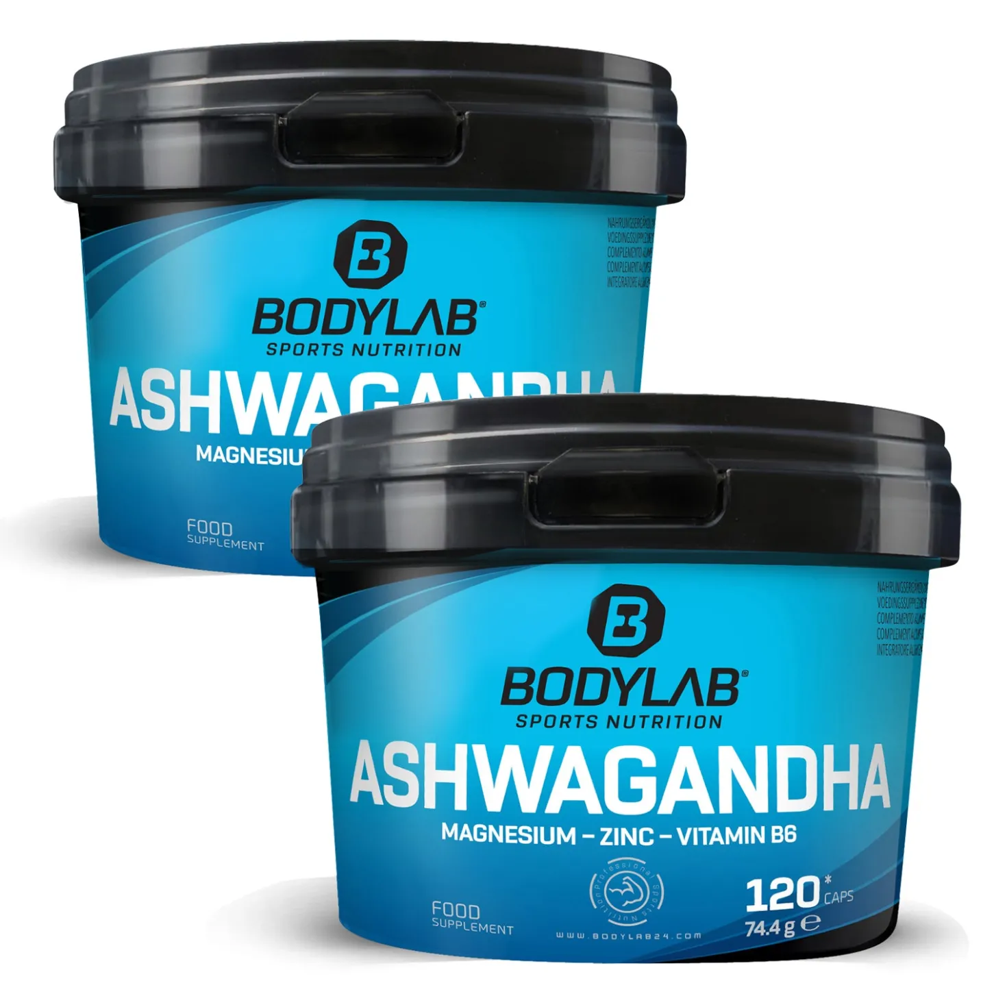 2 x Bodylab Ashwagandha + Magnesium - Zinc - Vitamin B6 (je 120 Kapseln)