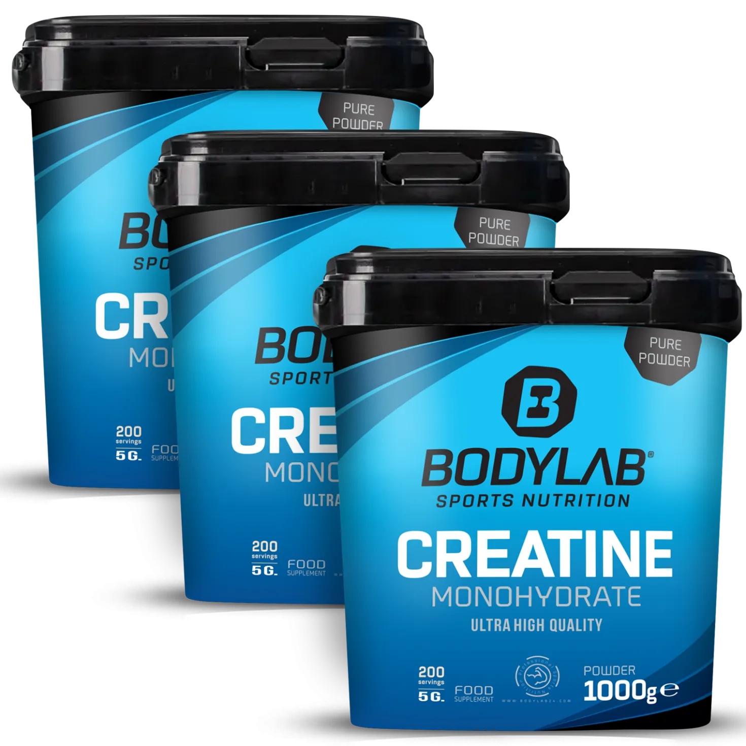3 x Creatine Monohydrate - 100% Pure Powder (1000g)