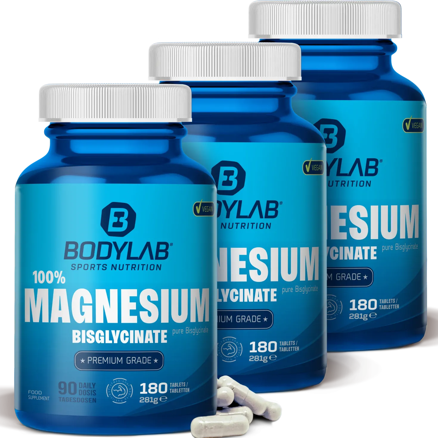 3 x 100% Magnesium Bisglycinate (180 Tabletten)