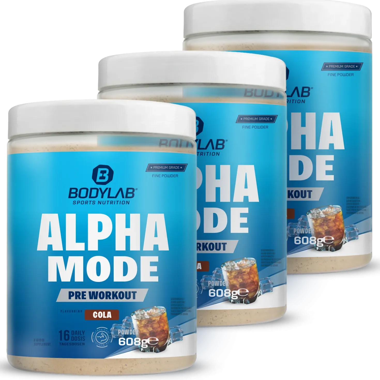3 x Pre Workout Alpha Mode Cola (je 608g)
