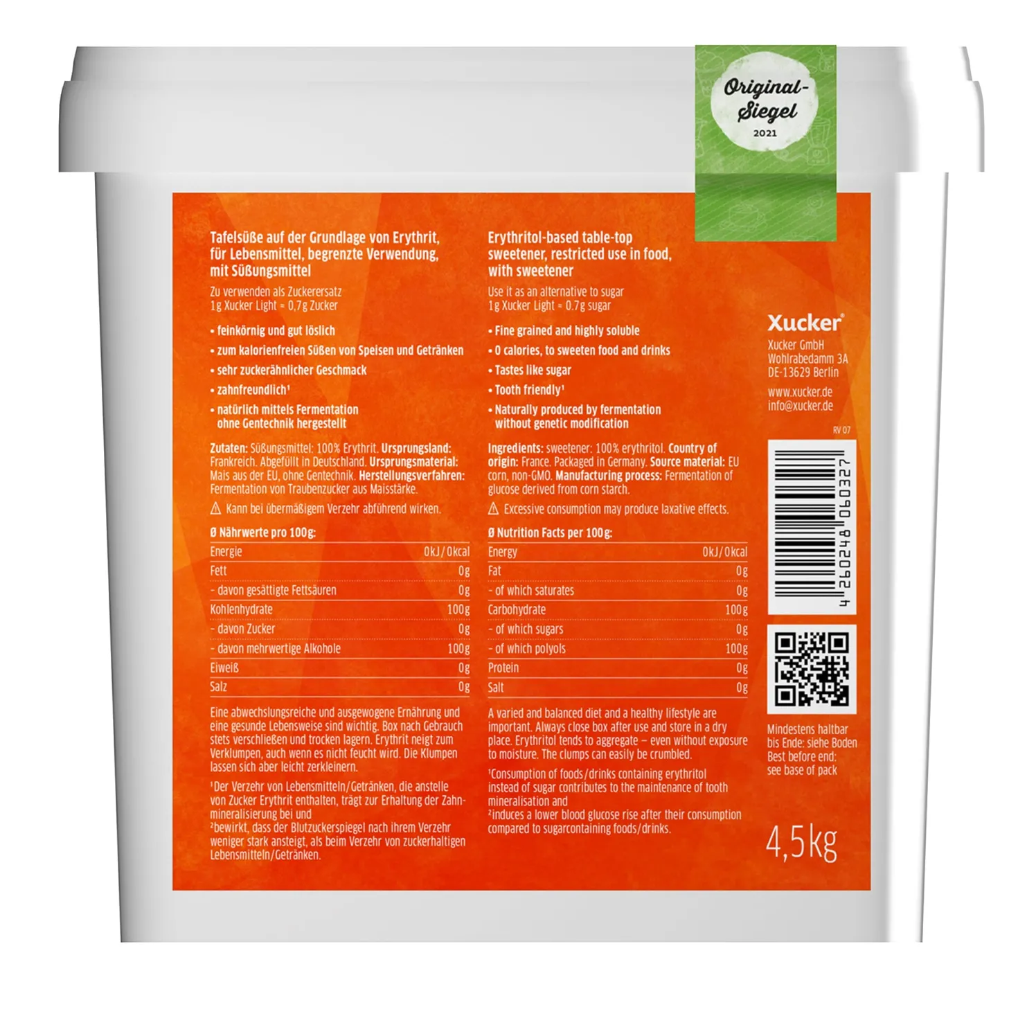 Xucker light Erythrit (4500g)