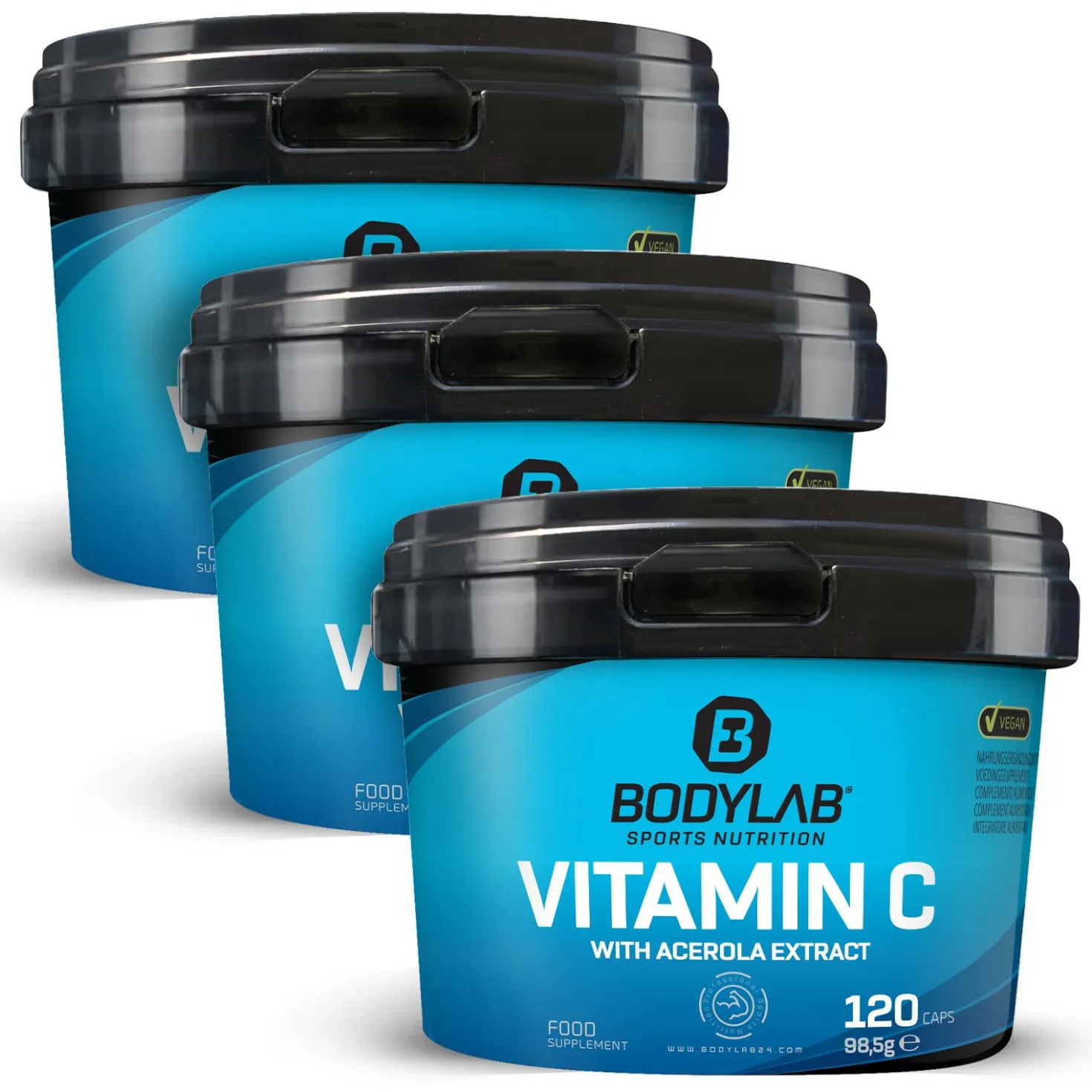 3 x Vitamin C (mit Acerola Extrakt) (120 Kapseln)